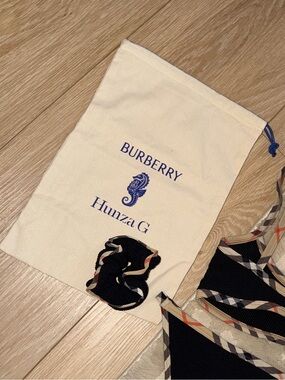 Hunza G x Burberry Collab Linen Drawstring Bag ONLY NWOT